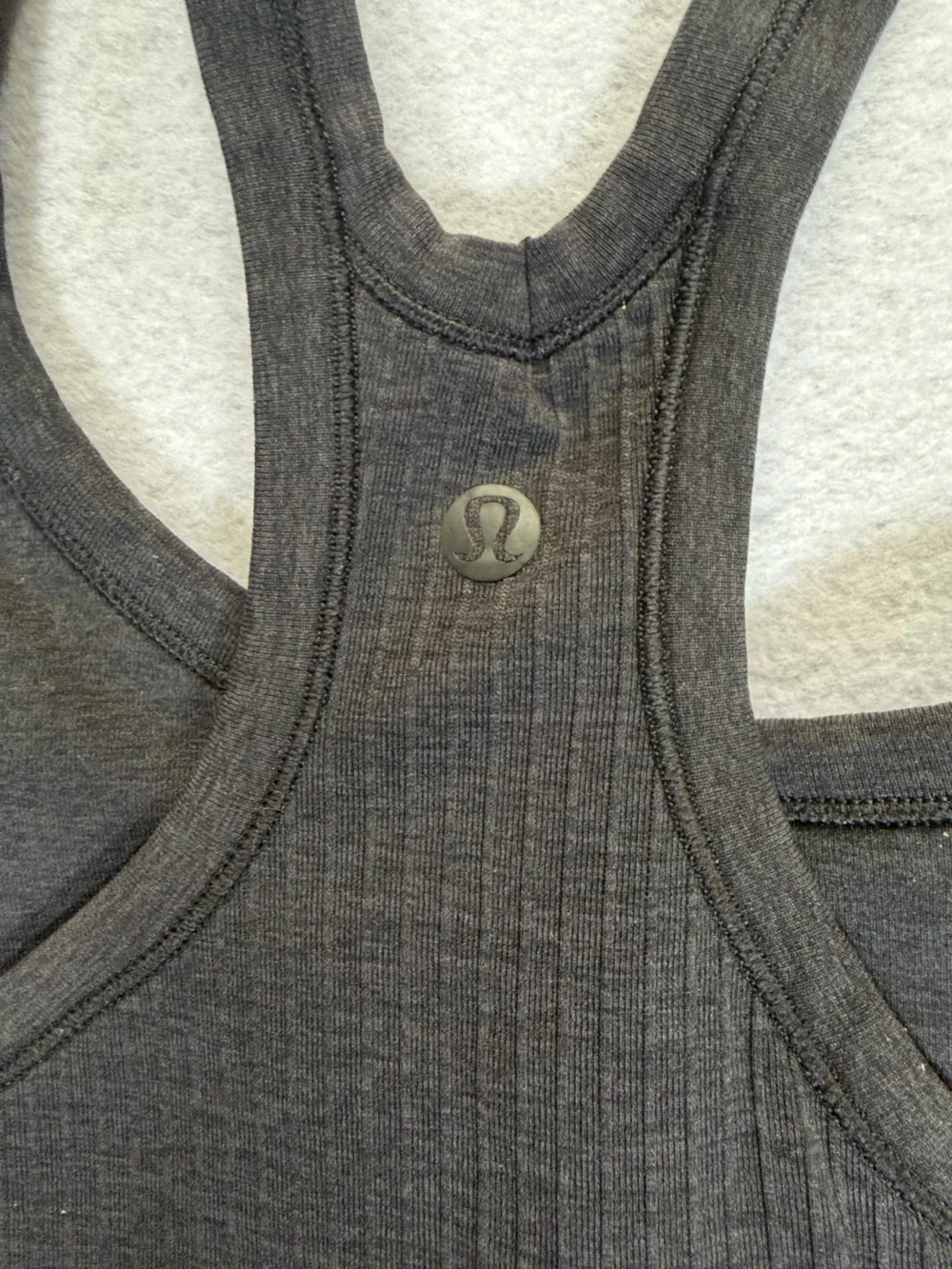 Lululemon Ebb to Street Racerback Tank Heathered Black / Graphite Size 12
